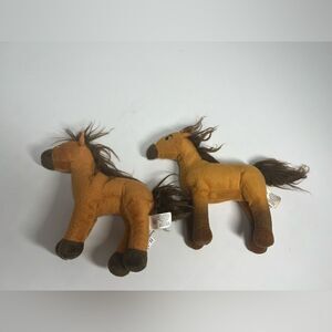 Set of 2 Disney Dreamworks Spirit Riding Free Brown Horse 8"  Plush